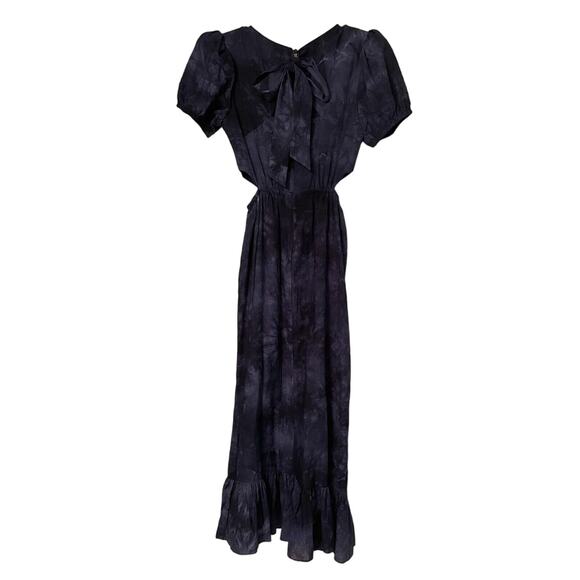 Likely Rosa Dress Womens 2 Indigo Blue Tie-Dye Puff Sleeve Maxi Cut Out Flounce - Picture 8 of 15
